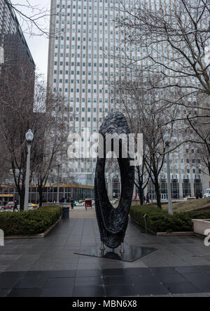 Chicago`s downtown and Millennium Park in late March Stock Photo